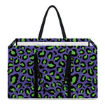 Purple And Green Leopard Pattern Print Utility Tote Bag