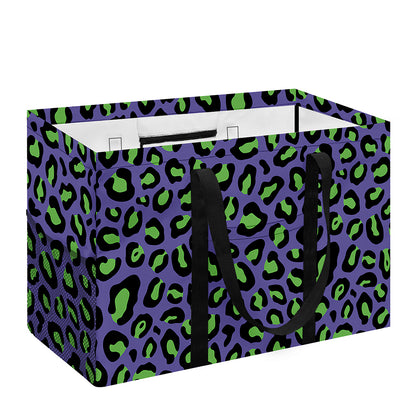 Purple And Green Leopard Pattern Print Utility Tote Bag