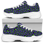 Purple And Green Leopard Pattern Print White Chunky Shoes