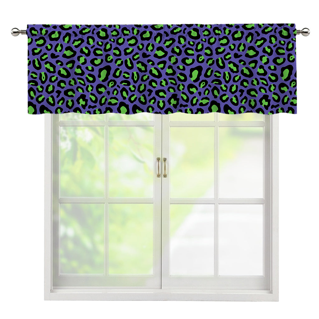 Purple And Green Leopard Pattern Print Window Valance