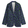 Purple And Green Leopard Pattern Print Women's Blazer
