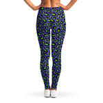 Purple And Green Leopard Pattern Print Women's Leggings