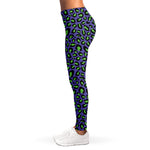 Purple And Green Leopard Pattern Print Women's Leggings
