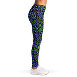 Purple And Green Leopard Pattern Print Women's Leggings