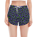 Purple And Green Leopard Pattern Print Women's Split Running Shorts
