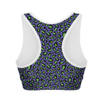 Purple And Green Leopard Pattern Print Women's Sports Bra
