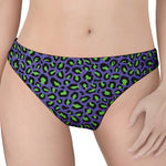 Purple And Green Leopard Pattern Print Women's Thong