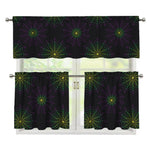 Purple And Green Spider Web Print 3 Piece Kitchen Curtains