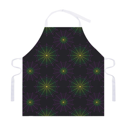 Purple And Green Spider Web Print Adjustable Apron