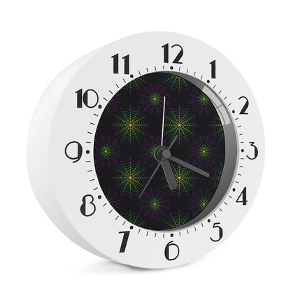 Purple And Green Spider Web Print Alarm Clock