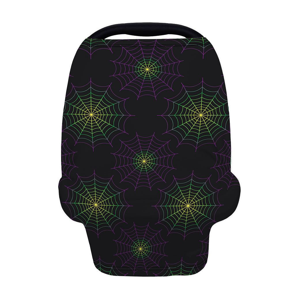 Purple And Green Spider Web Print Baby Seat Cover