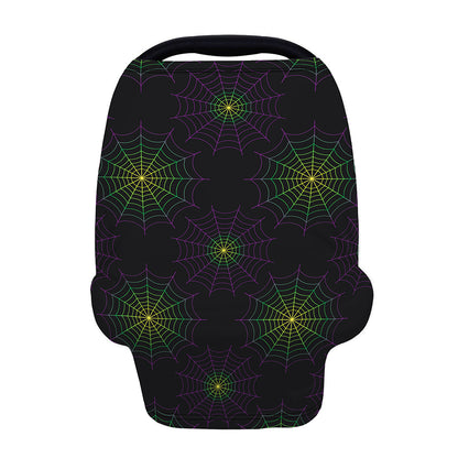 Purple And Green Spider Web Print Baby Seat Cover