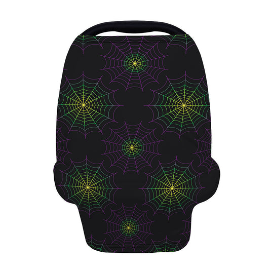 Purple And Green Spider Web Print Baby Seat Cover