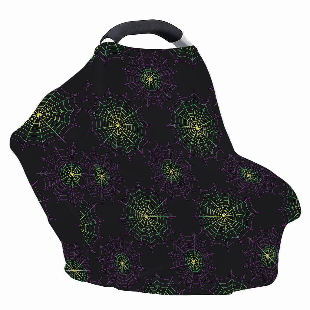 Purple And Green Spider Web Print Baby Seat Cover