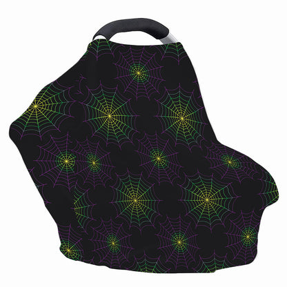 Purple And Green Spider Web Print Baby Seat Cover