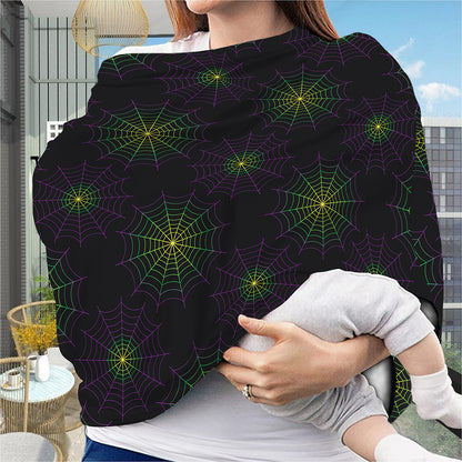 Purple And Green Spider Web Print Baby Seat Cover