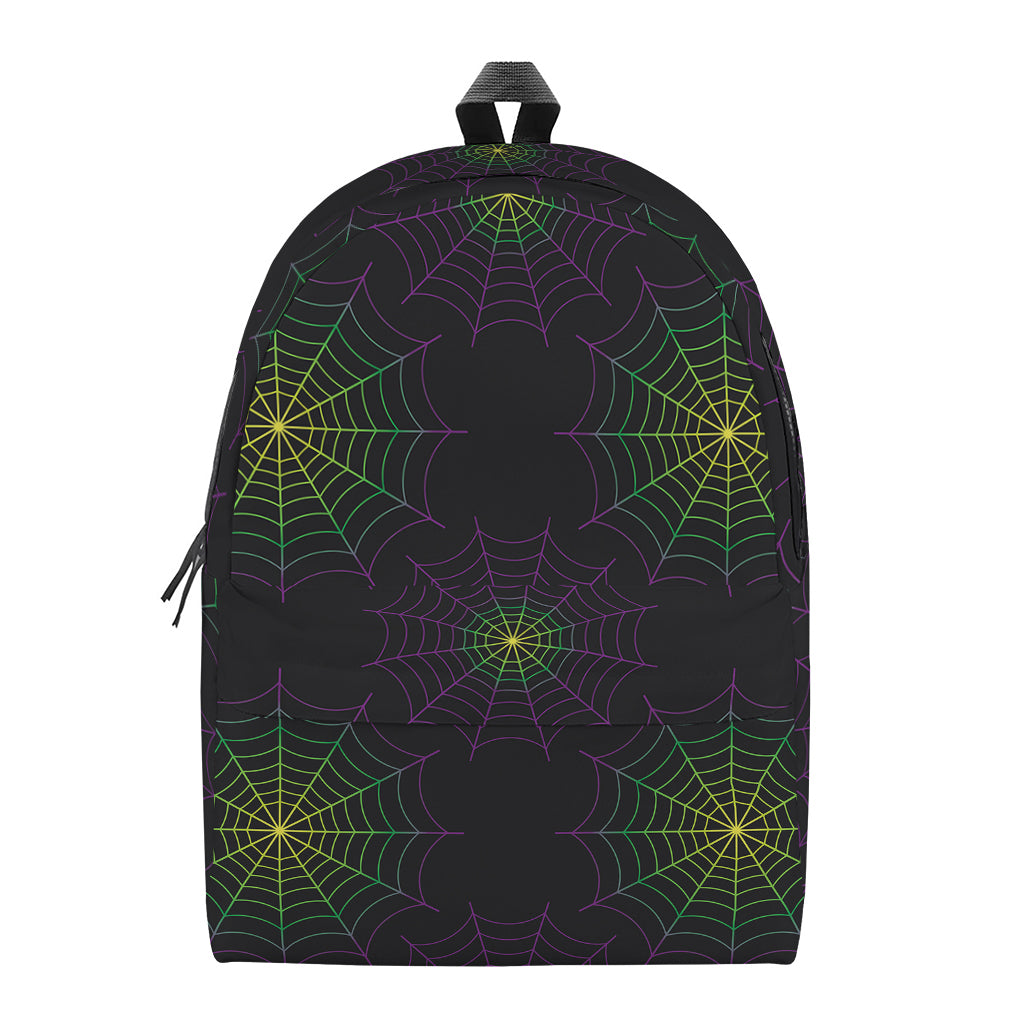 Purple And Green Spider Web Print Backpack