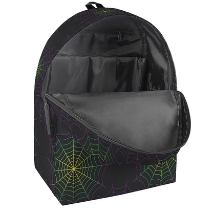 Purple And Green Spider Web Print Backpack