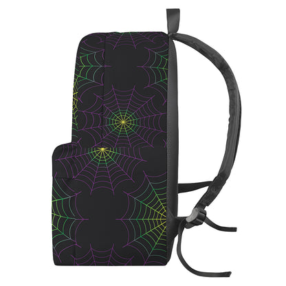 Purple And Green Spider Web Print Backpack