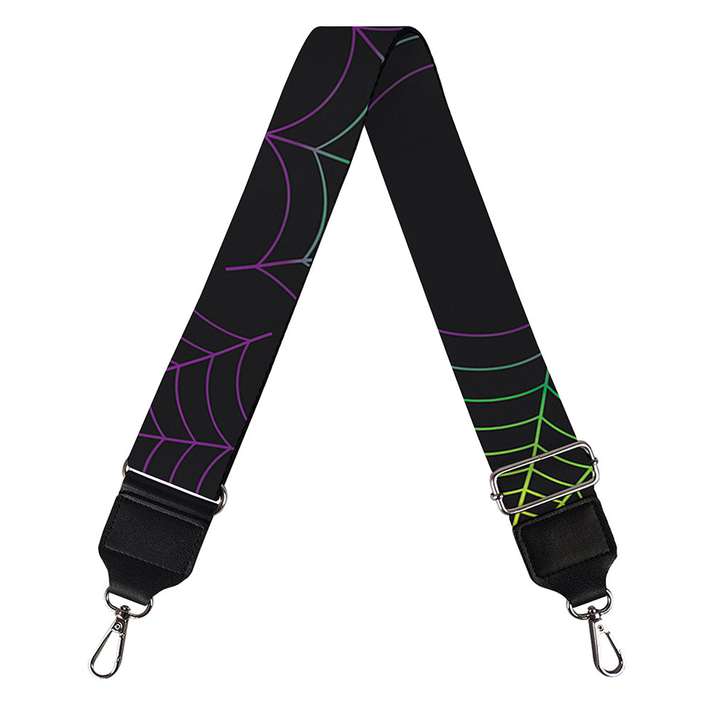 Purple And Green Spider Web Print Bag Strap