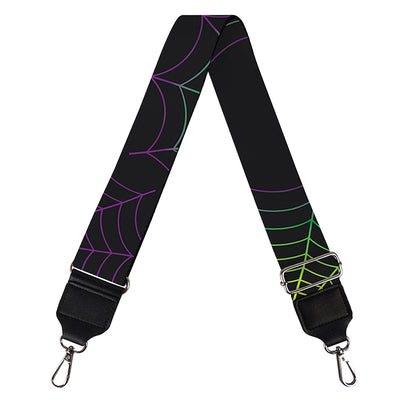 Purple And Green Spider Web Print Bag Strap