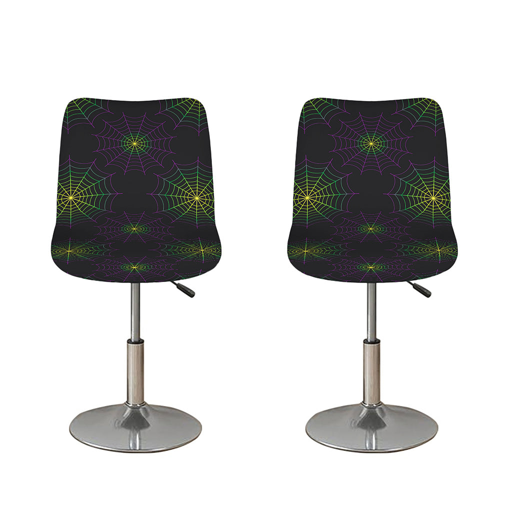 Purple And Green Spider Web Print Bar Stool Covers