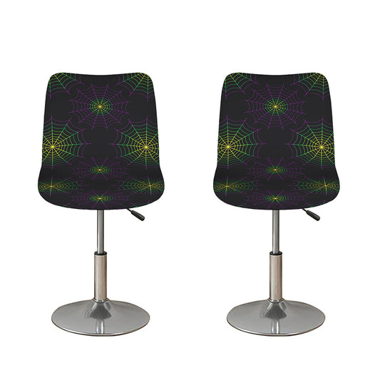 Purple And Green Spider Web Print Bar Stool Covers