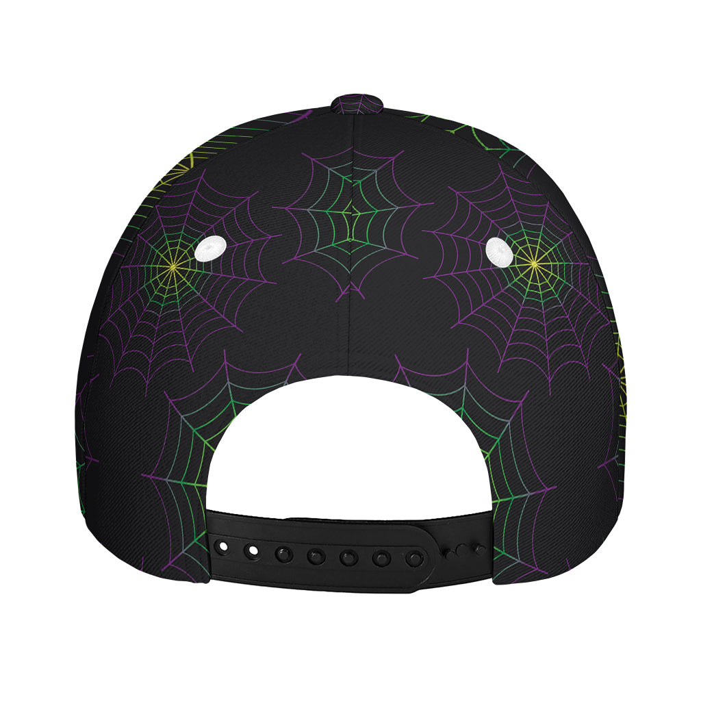 Purple And Green Spider Web Print Baseball Cap