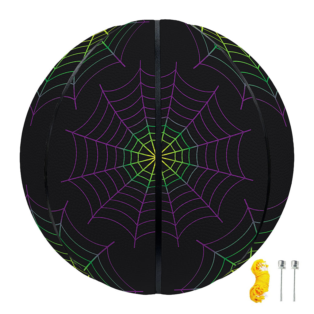 Purple And Green Spider Web Print Basketball