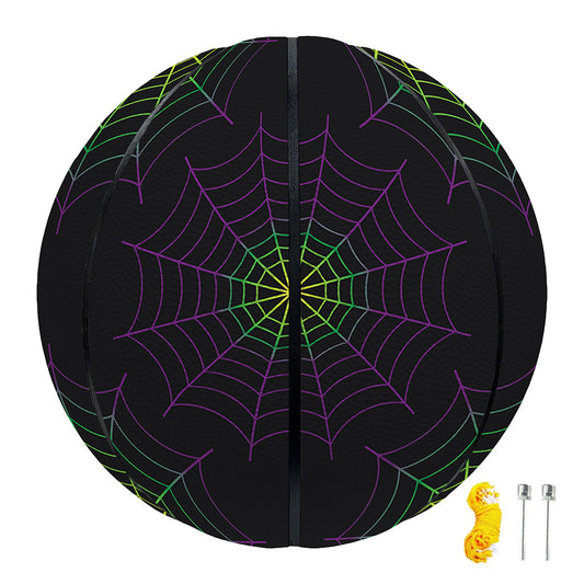 Purple And Green Spider Web Print Basketball