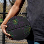 Purple And Green Spider Web Print Basketball