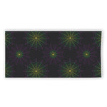 Purple And Green Spider Web Print Beach Towel