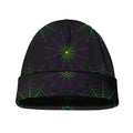 Purple And Green Spider Web Print Beanie