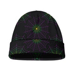 Purple And Green Spider Web Print Beanie