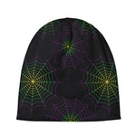 Purple And Green Spider Web Print Beanie
