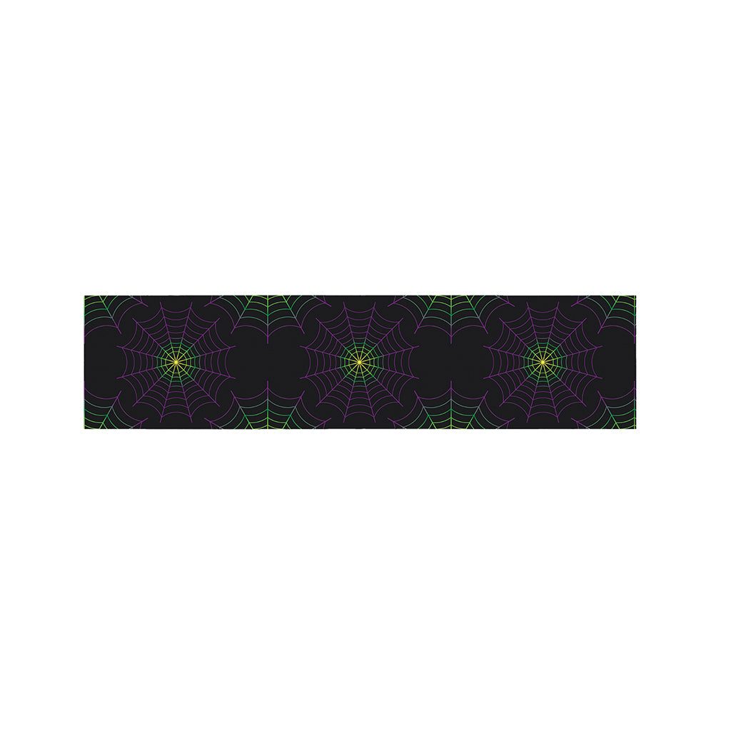 Purple And Green Spider Web Print Bed Runner