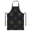 Purple And Green Spider Web Print Bib Apron With Pocket