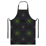 Purple And Green Spider Web Print Bib Apron With Pocket