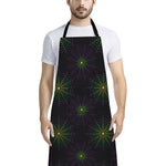 Purple And Green Spider Web Print Bib Apron With Pocket