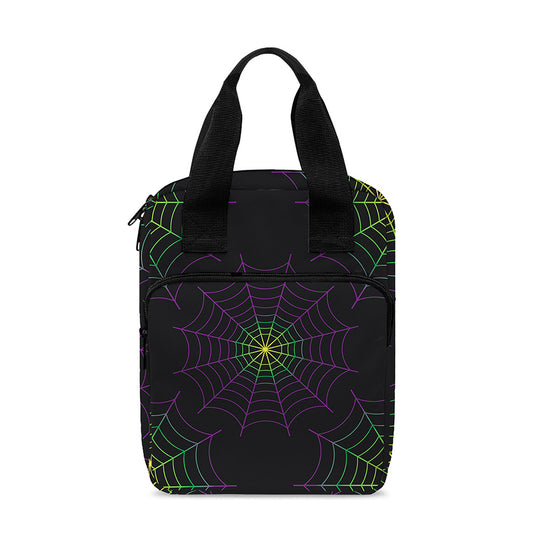 Purple And Green Spider Web Print Bible Tote Bag