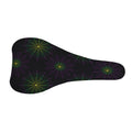 Purple And Green Spider Web Print Bicycle Seat Cover