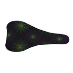 Purple And Green Spider Web Print Bicycle Seat Cover