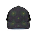 Purple And Green Spider Web Print Black Mesh Trucker Hat
