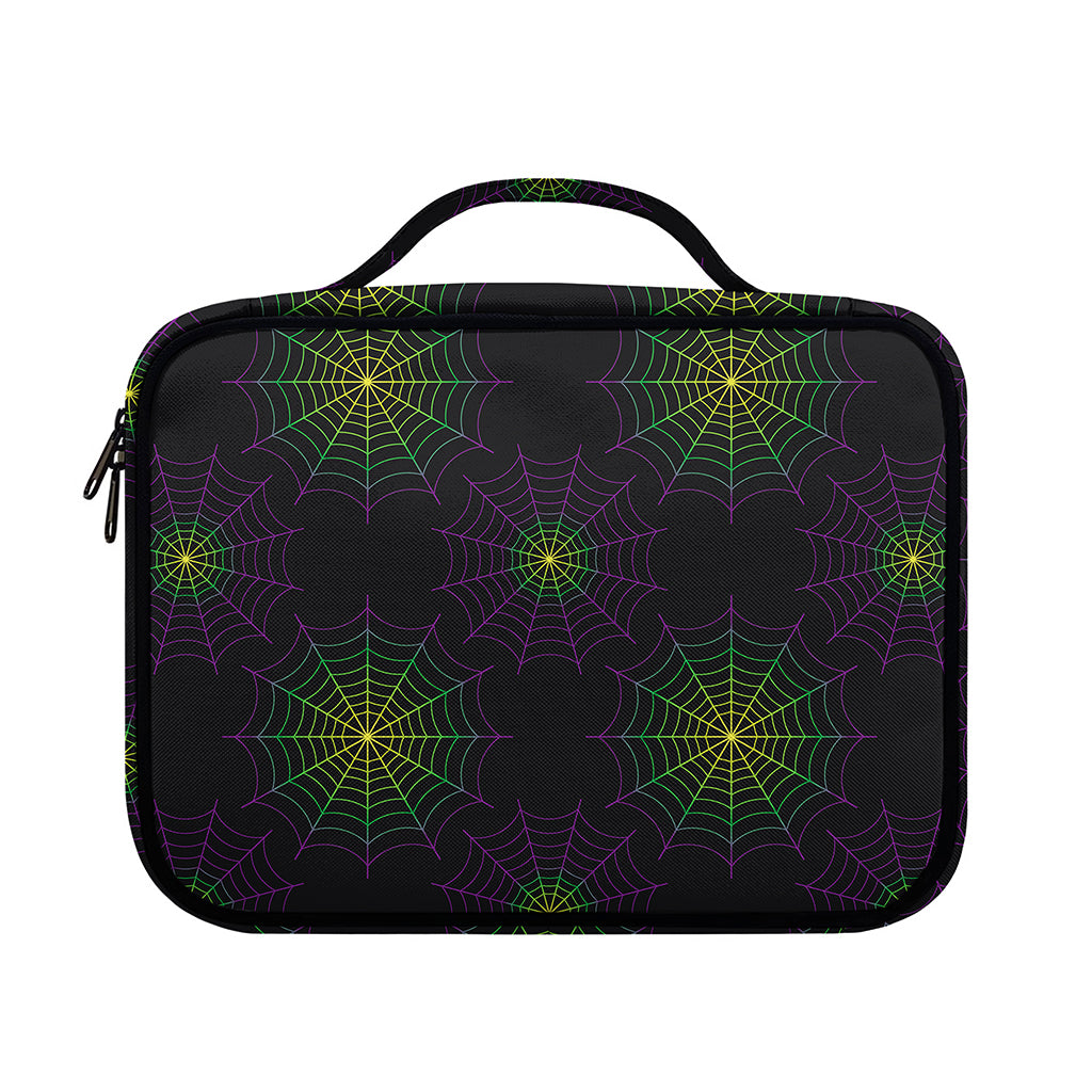 Purple And Green Spider Web Print Briefcase Bible Bag