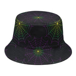 Purple And Green Spider Web Print Bucket Hat