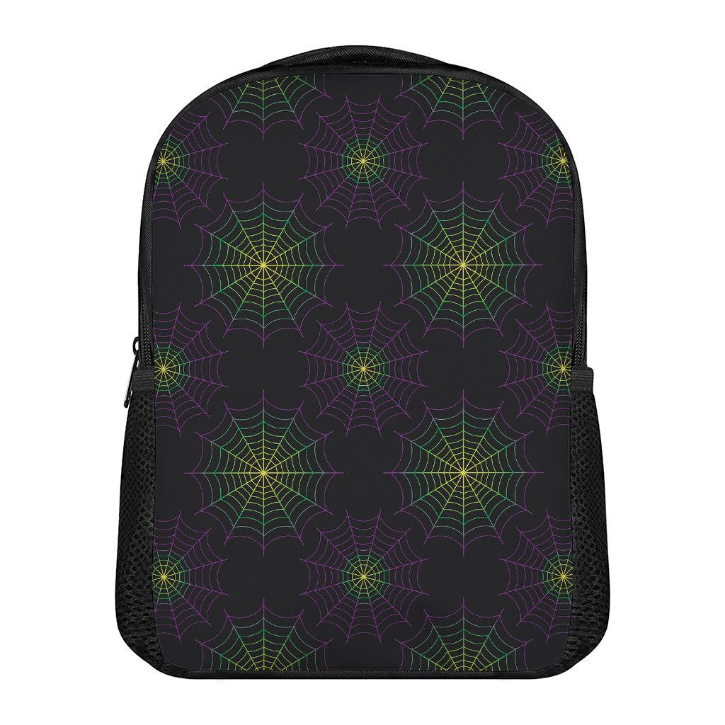 Purple And Green Spider Web Print Casual Backpack