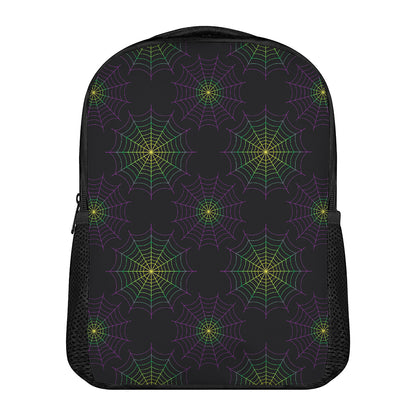 Purple And Green Spider Web Print Casual Backpack