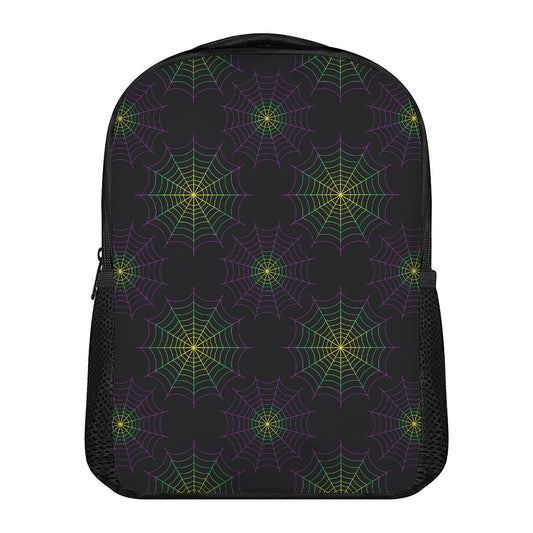 Purple And Green Spider Web Print Casual Backpack