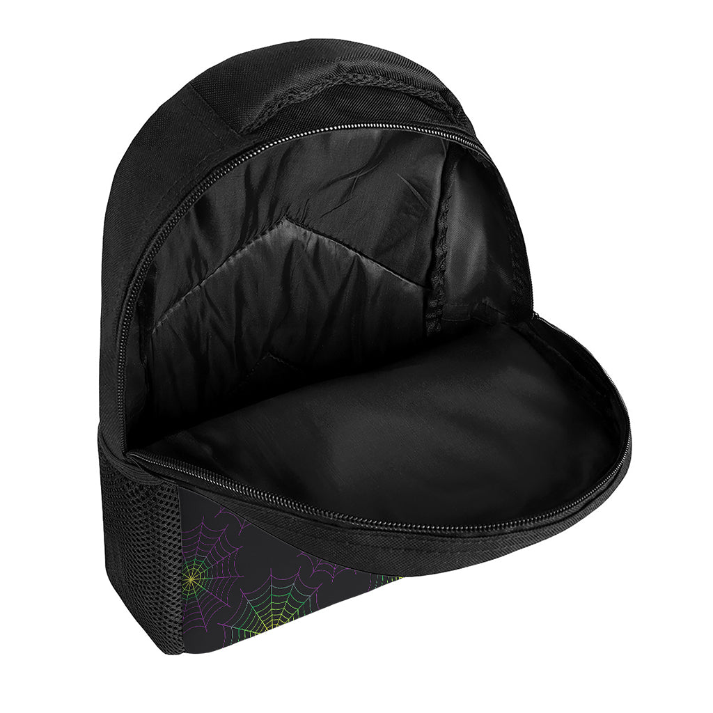 Purple And Green Spider Web Print Casual Backpack