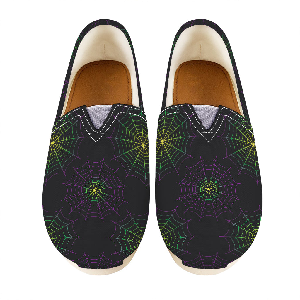 Purple And Green Spider Web Print Casual Shoes